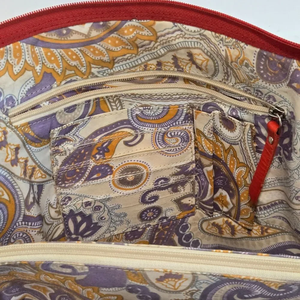 Latico‎ Red Leather Business Tote Bag Shoulder Laptop Full Zip around Organizer